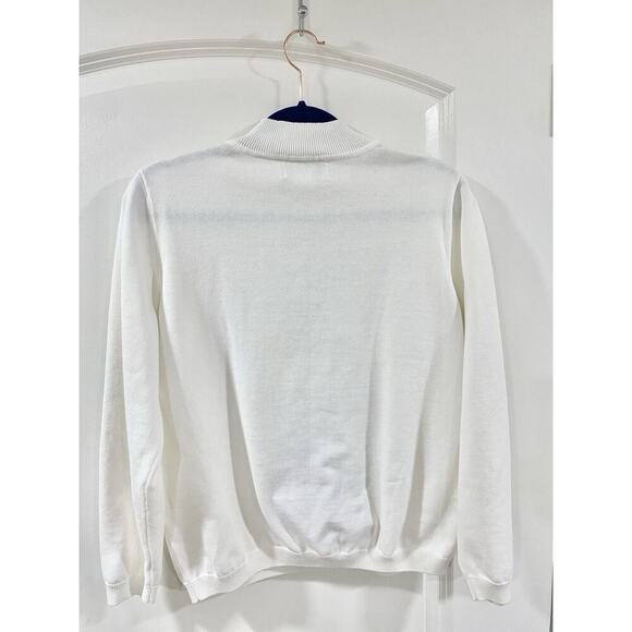 Womens Alfred Dunner Embroidered Sweatshirt Ivory/bleu Long Sleeves Size M - Picture 2 of 6